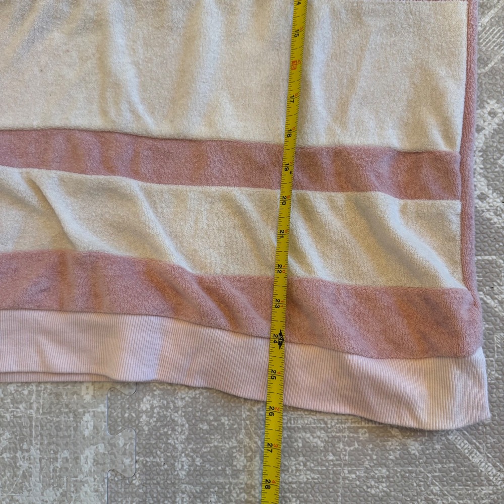 POL Pink Cream Striped Terry Cloth Quarter Zip Short‎ Sleeve Top S/M - Picture 6 of 6